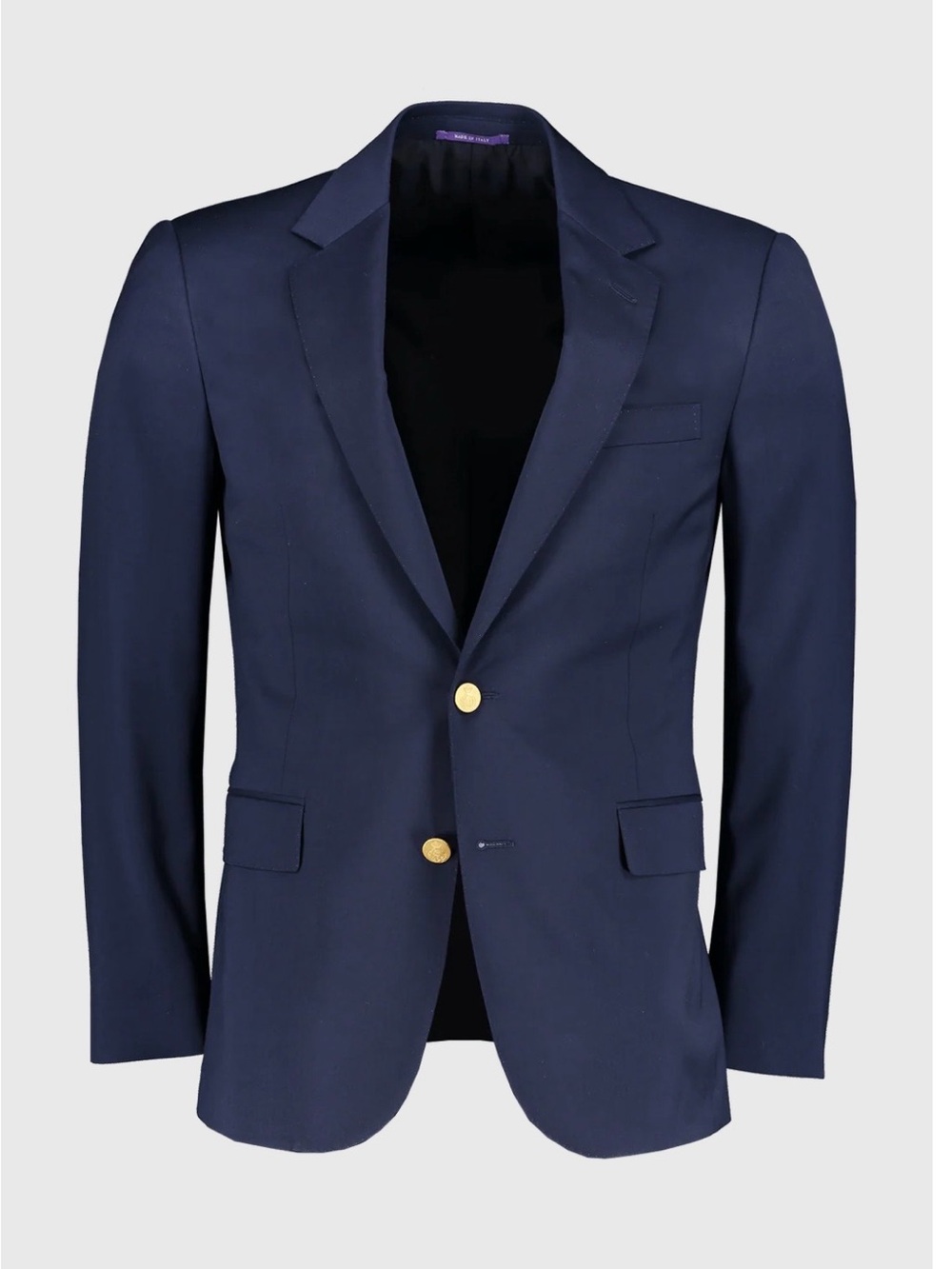 Ralph Lauren Purple Label Wool Serge Navy Blazer Gold Buttons 48L Italy